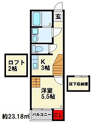 ケイ・エスパシオ曽根 1Kの間取図画像