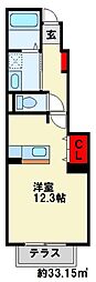 グランデフィA ワンルームの間取図画像
