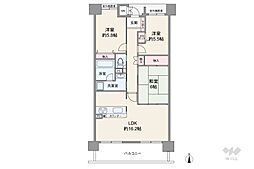 芦屋ハイタウン 3LDKの間取図画像