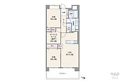 芦屋ハイツ翠ケ丘 2SLDKの間取図画像