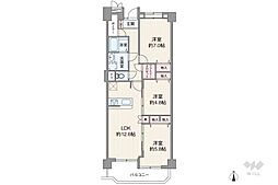 夙川ビューハイツ 3LDKの間取図画像