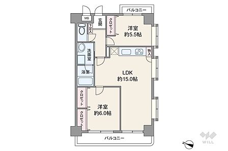 2LDK 間取り