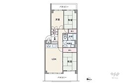 メープルコープ箕面 3LDKの間取図画像
