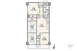 日商岩井箕面ハイツC棟 4LDKの間取図画像