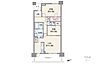 間取り：間取りは専有面積68.72平米の2LDK。LDK約14.5帖の横長リビングのプラン。バルコニー面積は12.6平米です。