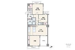 緑地公園グリーンハイツ6号棟 3LDKの間取図画像
