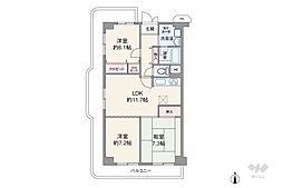 野中北スカイハイツ 2LDKの間取図画像