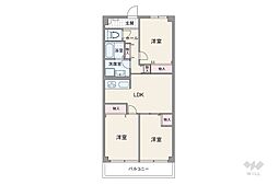 三国本町スカイハイツ 3LDKの間取図画像