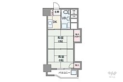 新大阪第2ダイヤモンドマンション 2Kの間取図画像