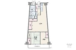ローズコーポ千里B棟 2LDKの間取図画像