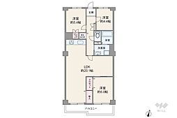 千里台スカイハイツA棟 3LDKの間取図画像