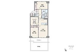 シーアイハイツ南千里C棟 2SLDKの間取図画像