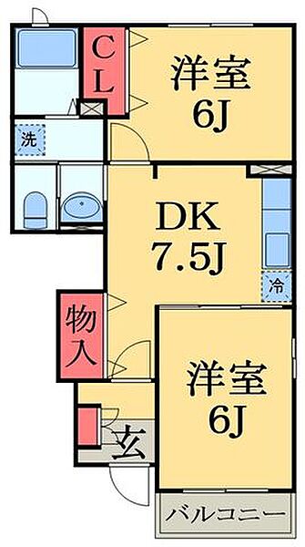 千葉県大網白里市みどりが丘１丁目(賃貸アパート2DK・1階・44.82㎡)の写真 その2
