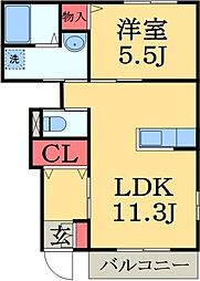 JR外房線 新茂原駅 徒歩19分の賃貸アパート 1階1LDKの間取り