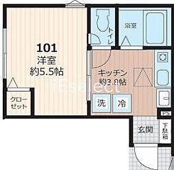千葉市緑区おゆみ野中央3丁目アパート 1Kの間取図画像