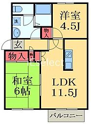 JR内房線 浜野駅 徒歩29分の賃貸アパート 2階2LDKの間取り