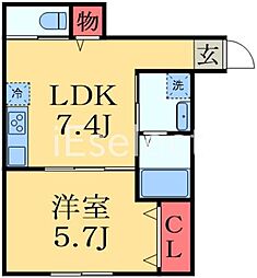 JR京葉線 蘇我駅 徒歩19分の賃貸アパート 1階1LDKの間取り