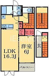 JR外房線 茂原駅 徒歩23分の賃貸アパート 3階1LDKの間取り