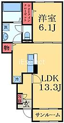 JR東金線 東金駅 徒歩19分の賃貸アパート 1階1LDKの間取り