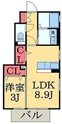 JR内房線 五井駅 徒歩15分の賃貸アパート 1階1LDKの間取り