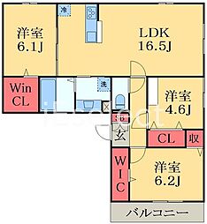明幸二番館 3LDKの間取図画像