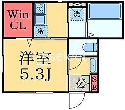 ナリトモ誉田A 1Kの間取図画像