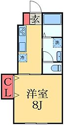 ナリトモ白旗A 1DKの間取図画像