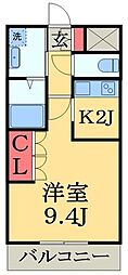 エクセルハイムB 1Kの間取図画像