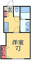 クレストちはら台西 1Kの間取図画像