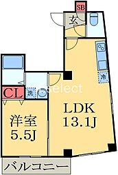プレシア千葉中央 1DKの間取図画像