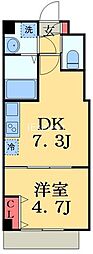 カイテキースV 1DKの間取図画像