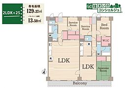 ライオンズマンション久米川第2二番館 2LDKの間取図画像