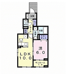 カレントグレイスフル1 1LDKの間取図画像