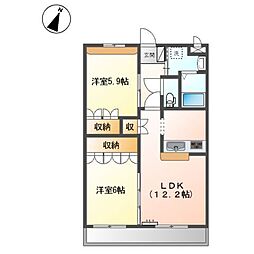 サンヒルズひまわり 2LDKの間取図画像
