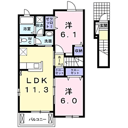 ベル・フィオーレB 2LDKの間取図画像
