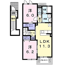 メゾン・ド青山 2LDKの間取図画像