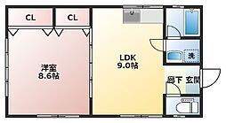 コーポ亀川中央 1LDKの間取図画像