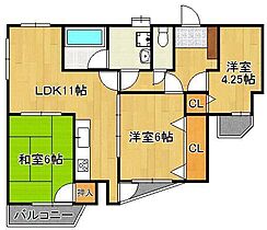 パレス西小倉  ｜ 福岡県北九州市小倉北区大門2丁目（賃貸マンション3LDK・2階・64.40㎡） その2