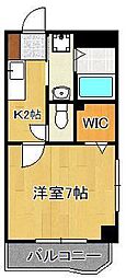 エルマーノ下到津 1Kの間取図画像