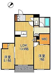 vivace日明 2LDKの間取図画像