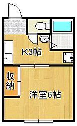 コーポ清水台 1Kの間取図画像