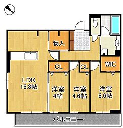 サクレ愛宕 3LDKの間取図画像