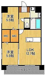 KSK南小倉コアプレイス 2LDKの間取図画像