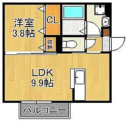 サニーコートA棟 1LDKの間取図画像