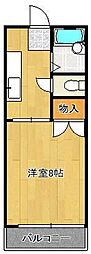 コテージ木町 1Kの間取図画像
