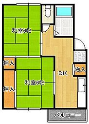 ヒルズ到津 2DKの間取図画像