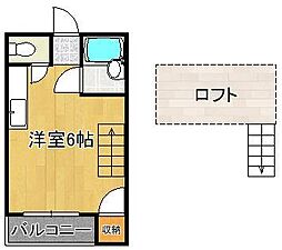 オアシス泉台A ワンルームの間取図画像