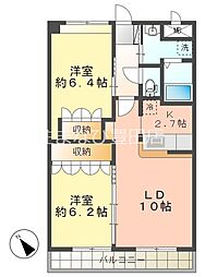 クラインガルテンみよし 2階2LDKの間取り