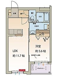 ユイマール和合 1階1LDKの間取り