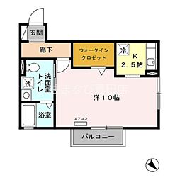 リビングタウン東郷B棟 1Kの間取図画像
